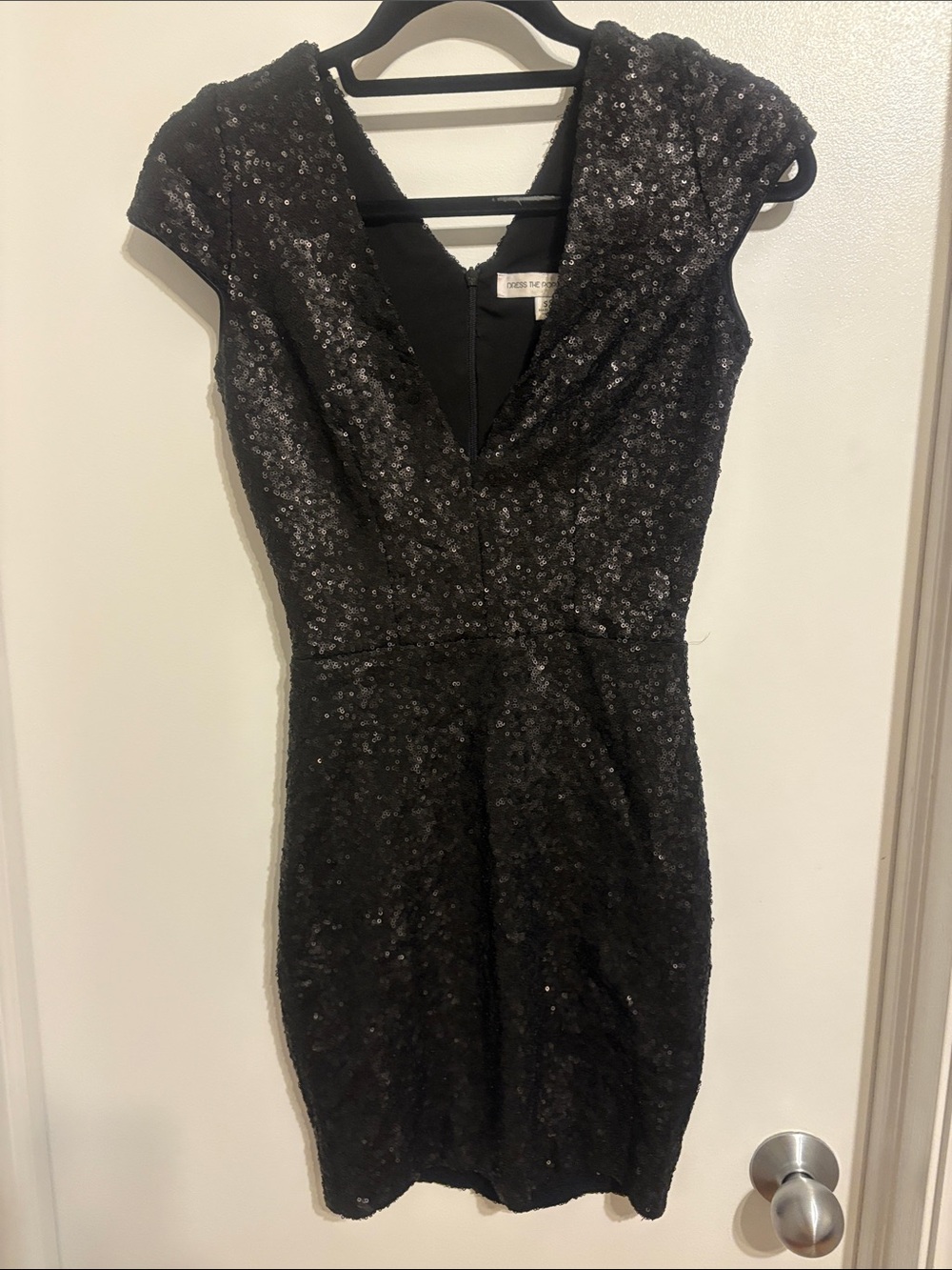 Dress the Population Black Sequin V-Neck Sheath Dress